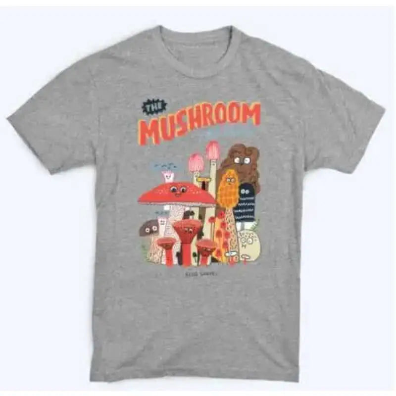 Aesthetic Oversized Mushroom Short Sleeve T Shirt - Grey
