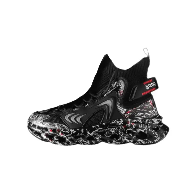 Aesthetic Painted Platform Breathable Sneakers - Black / 39