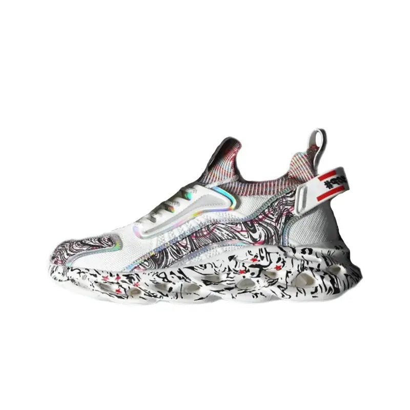 Aesthetic Painted Platform Sneakers Euro Size White Blue