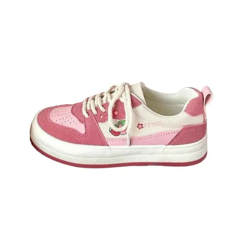 Aesthetic Platform Avocado Strawberry Sneakers - Pink / 35