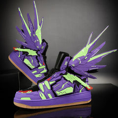 Aesthetic Platform Lace Up Sneakers with Wing Pieces Euro