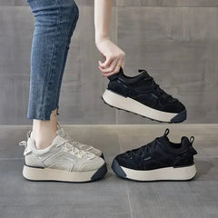 Aesthetic Platform Thick Sole Lace Up Sneakers