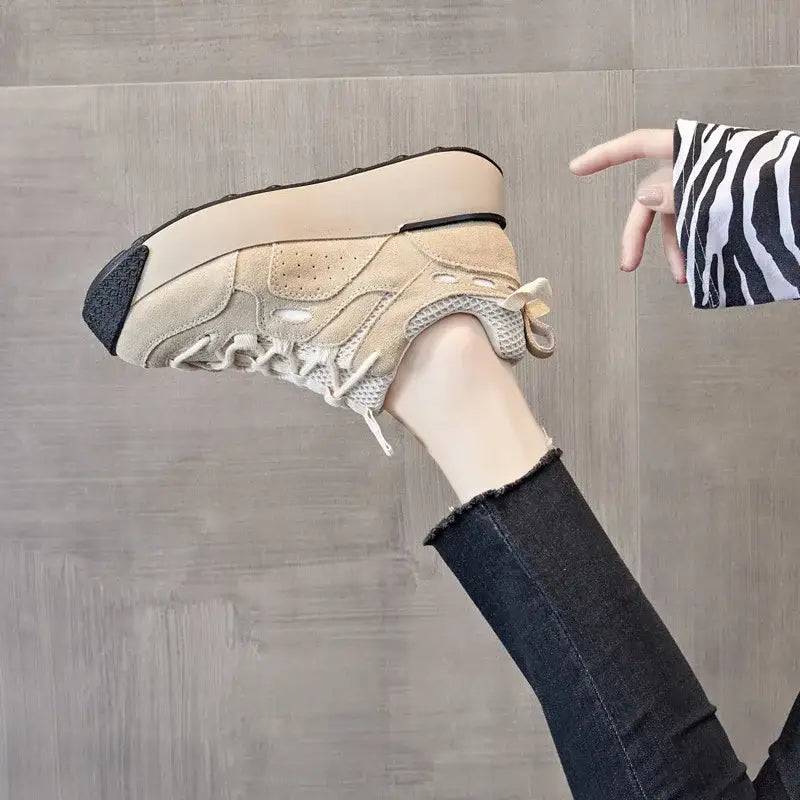 Aesthetic Platform Thick Sole Lace Up Sneakers Euro Size