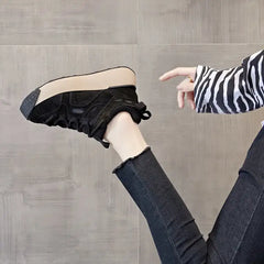 Aesthetic Platform Thick Sole Lace Up Sneakers Euro Size