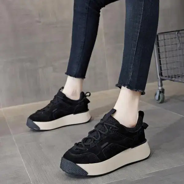 Aesthetic Platform Thick Sole Lace Up Sneakers Euro Size
