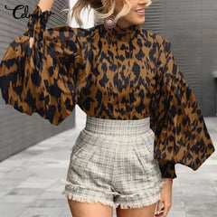 Aesthetic Print Ruffled Sleeve Elegant Blouses