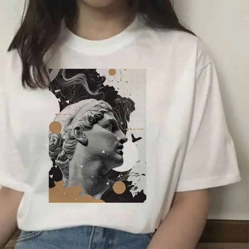 Aesthetic Printed T-shirt with Hands Graphic - Art / XXS