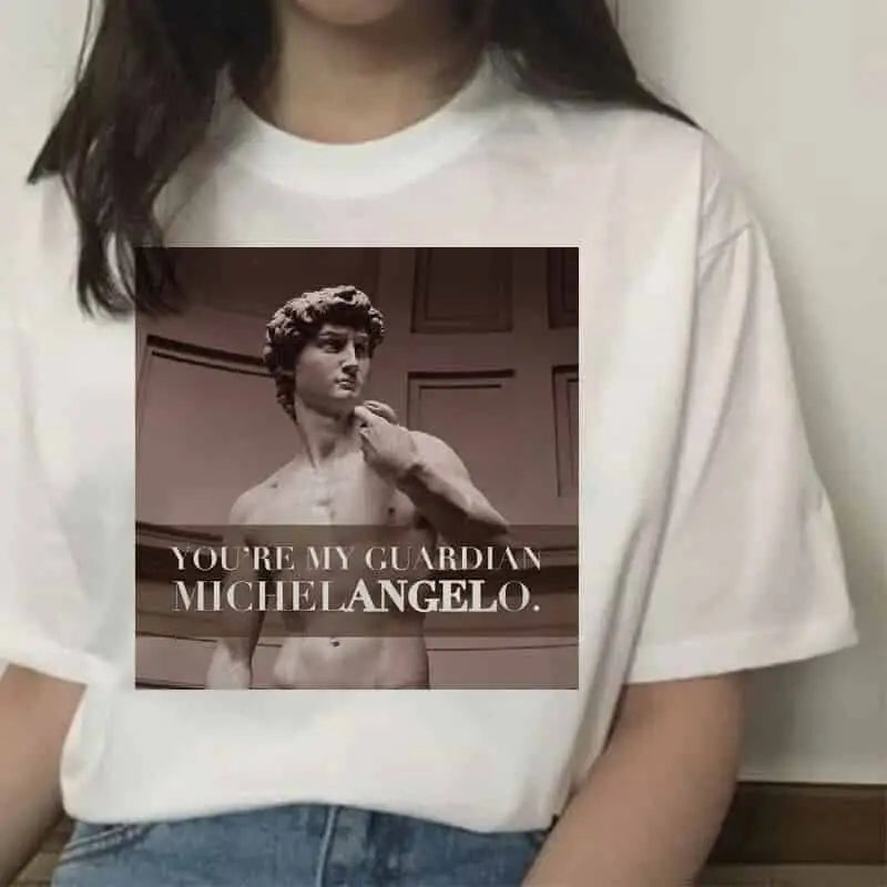 Aesthetic Printed T-Shirt with Hands Graphic Design Angelo