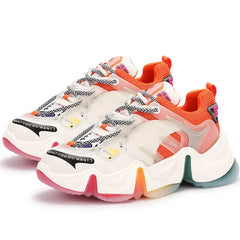 Aesthetic Rainbow Chunky Platform Sneakers Euro Size