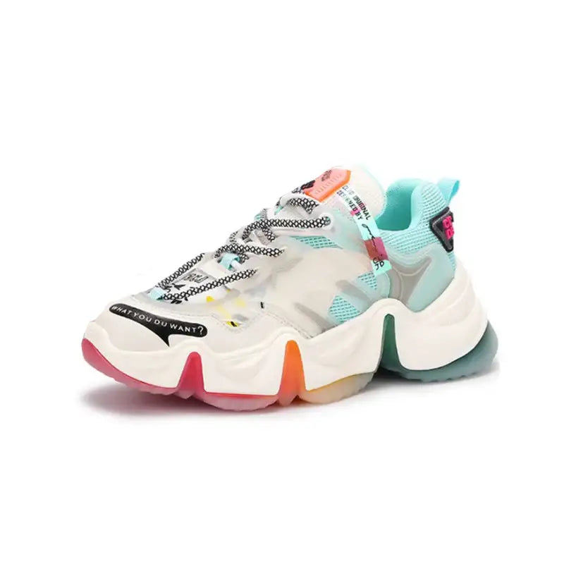 Aesthetic Rainbow Chunky Platform Sneakers Euro Size