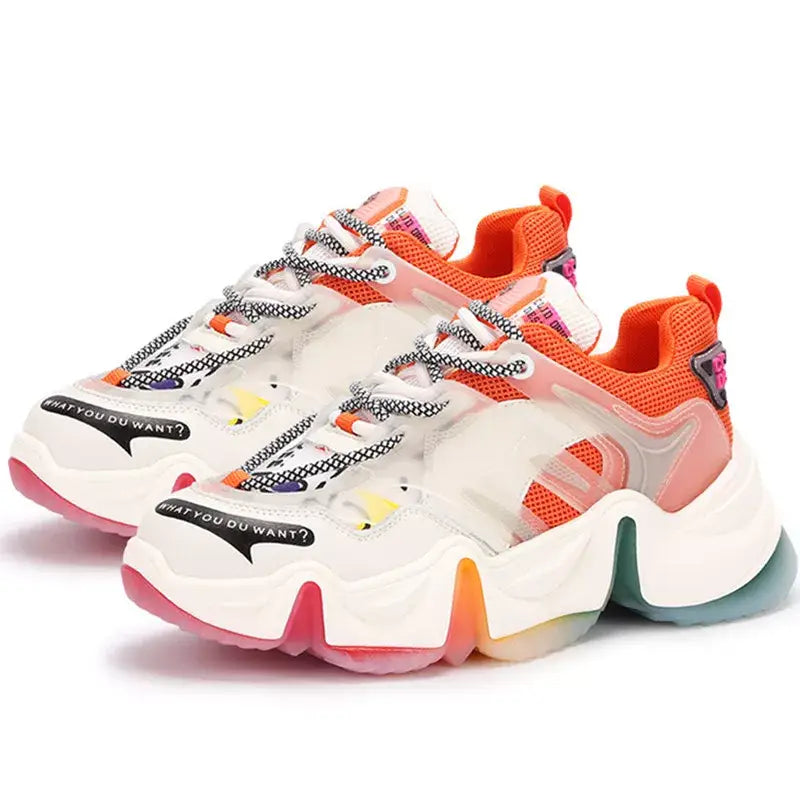 Aesthetic Rainbow Chunky Platforn Sneakers