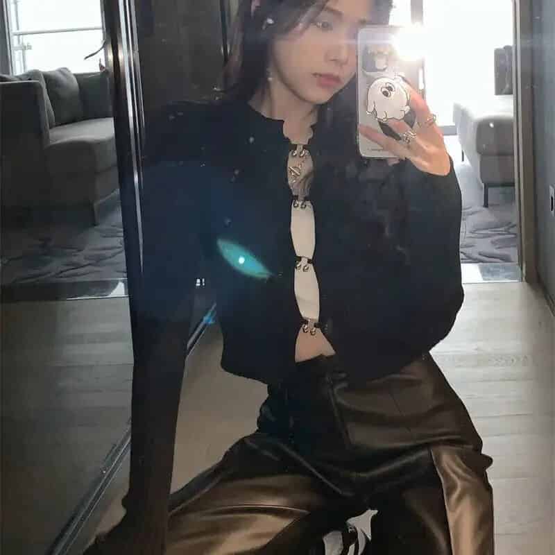 Aesthetic Ring Cut-Out Blouse for Women