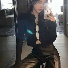 Aesthetic Ring Cut-Out Blouse for Women