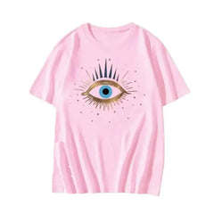 Aesthetic Round Neck Eye T Shirt for Men and Women Pink / M