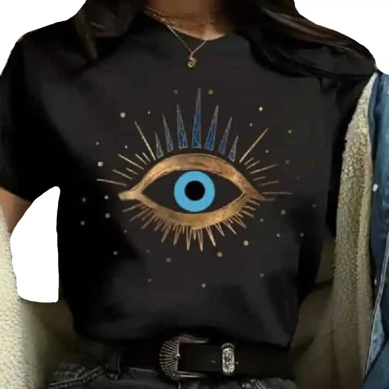 Aesthetic Round Neck Eye T Shirt - Tshirts
