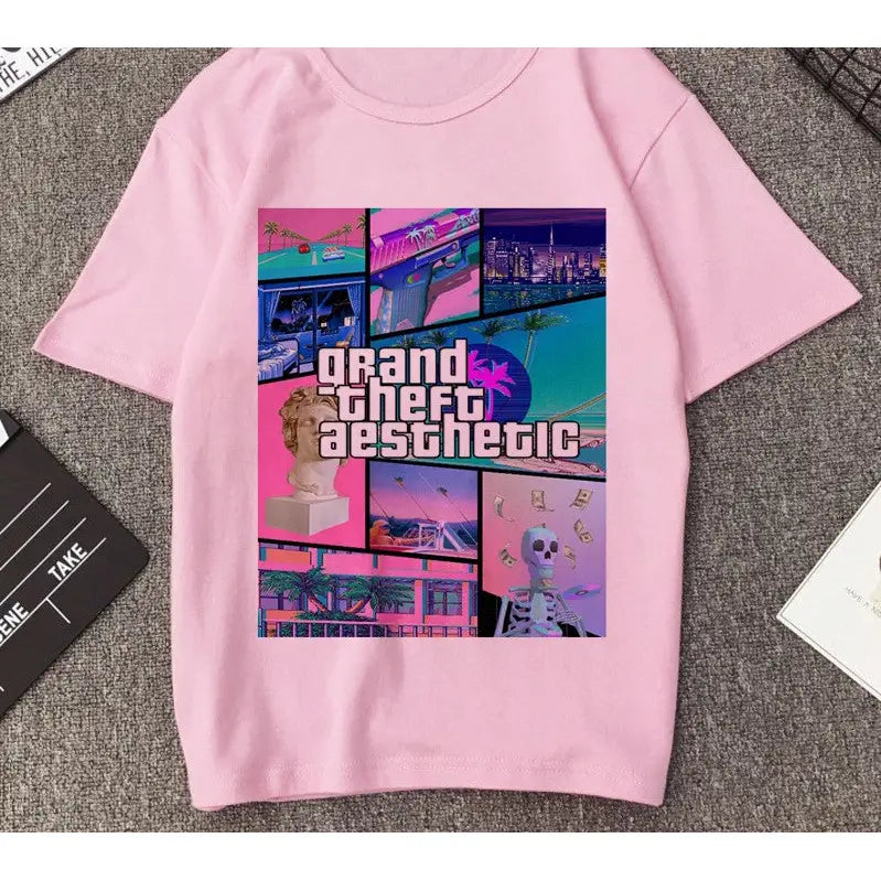 Aesthetic Round Neck Vaporwave T-Shirt