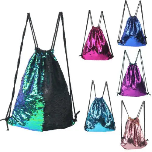 Aesthetic Sequined Drawstring Backpack