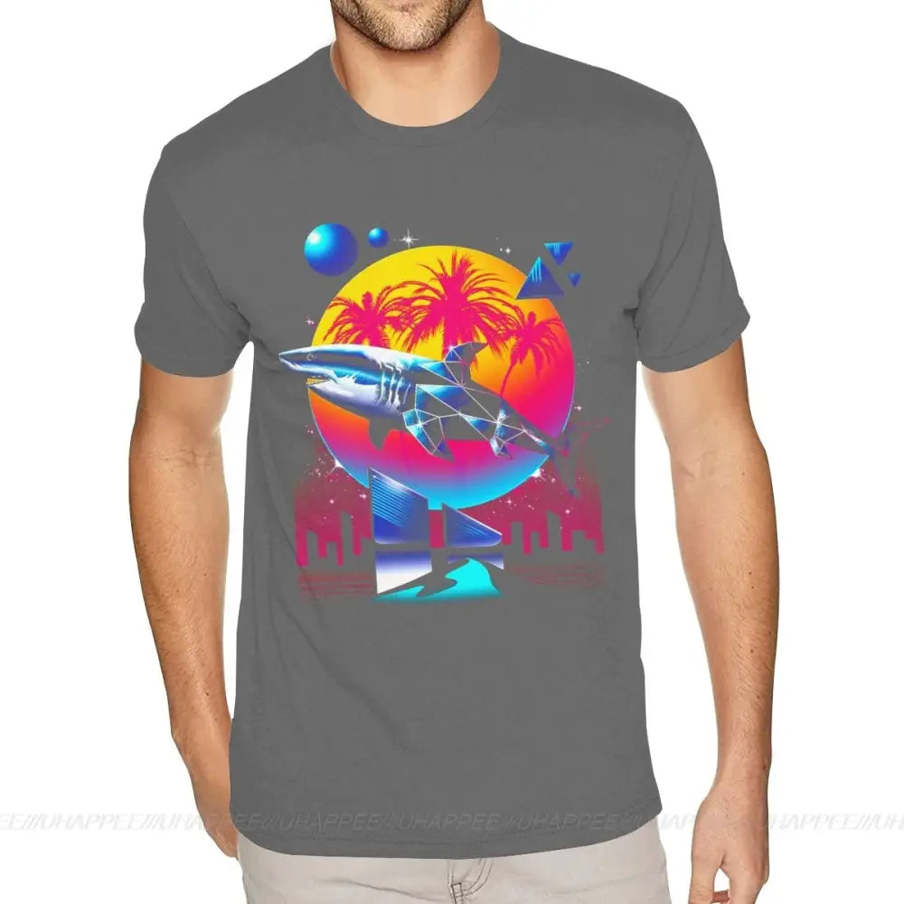 Aesthetic Shark Vaporwave T-Shirt - Dark Grey / S