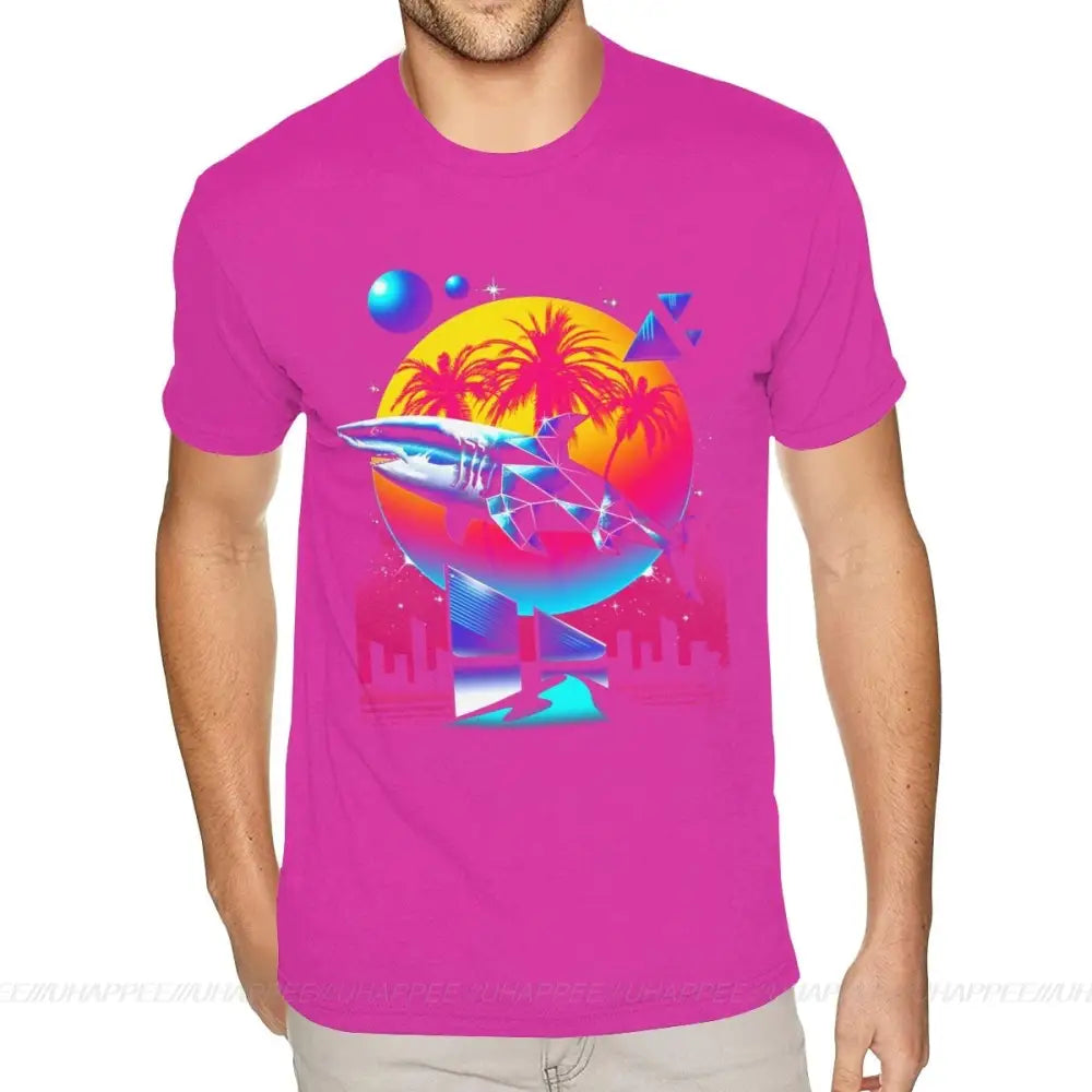 Aesthetic Shark Vaporwave T-Shirt - Fuchusia / S