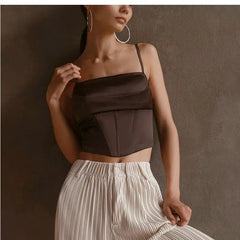 Aesthetic Slim Fit Satin Crop Top Corset