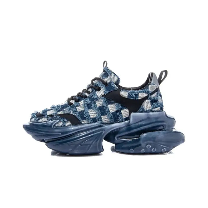 Aesthetic Spaceship Denim Platform Sneakers - Blue / 35