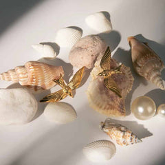 Aesthetic Stainless Steel Bird Shaped Stud Earring Gold