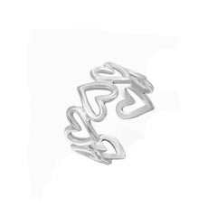 Aesthetic Stainless Steel Heart Open Ring - Silver - Rings
