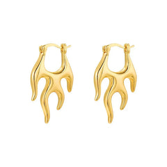 Aesthetic Stainless Steel Irregular Fire Hoop Earrings