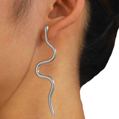 Aesthetic Stainless Steel Snake Ear Buckle Dangle Earrings