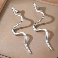 Aesthetic Stainless Steel Snake Ear Buckle Dangle Earrings