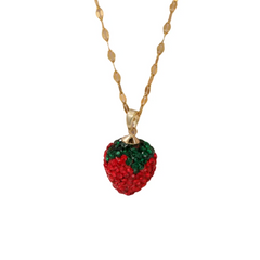 Aesthetic Strawberry Stainless Steel Pendant Necklace