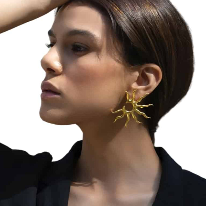 Aesthetic Sun Stud Statement Earrings for Everyday Style