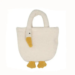 Aesthetic Swan Plush Tote Wrist CrossBody Handbag - Hand Bag