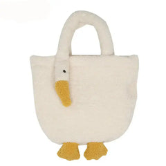 Aesthetic Swan Plush Tote Wrist CrossBody Handbag - Hand Bag