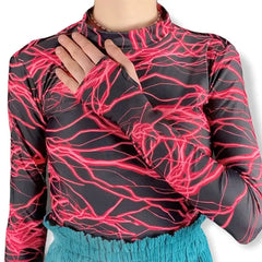 Aesthetic Thunder Turtle Neck Long-Sleeve Top - Red / S