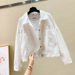 Aesthetic Turn Down Collar Denim Jackets for Everyday Wear