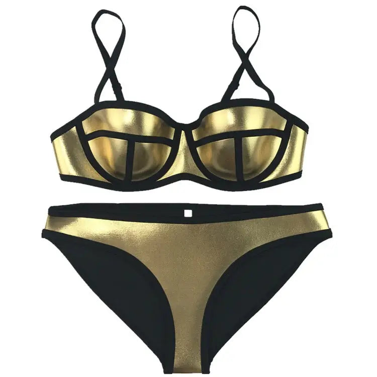 Aesthetic Two Piece Swimwear - Gold / XS