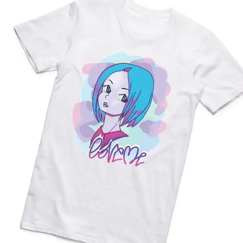 Aesthetic Vaporwave Cartoon T Shirt for 90s Style Fans Blue