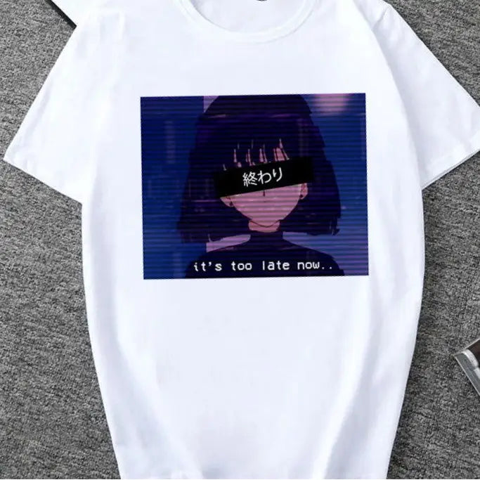 Aesthetic Vaporwave Cool Print T-Shirt - Girl / S / White