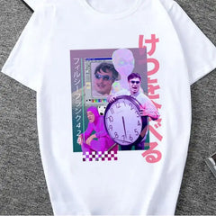 Aesthetic Vaporwave Cool Print T-Shirt - Time / S / White