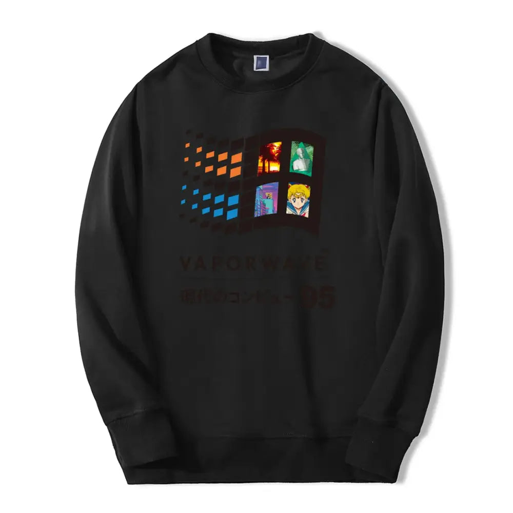 Aesthetic Vaporwave Retro Sweatshirt - Black / S