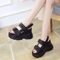 Aesthetic Vegan Platform Sandals with Synthetic Sole