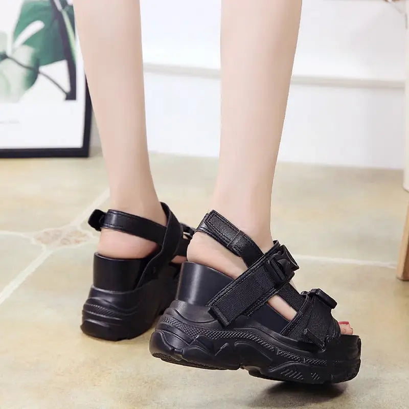 Aesthetic Vegan Platform Sandals with Synthetic Sole