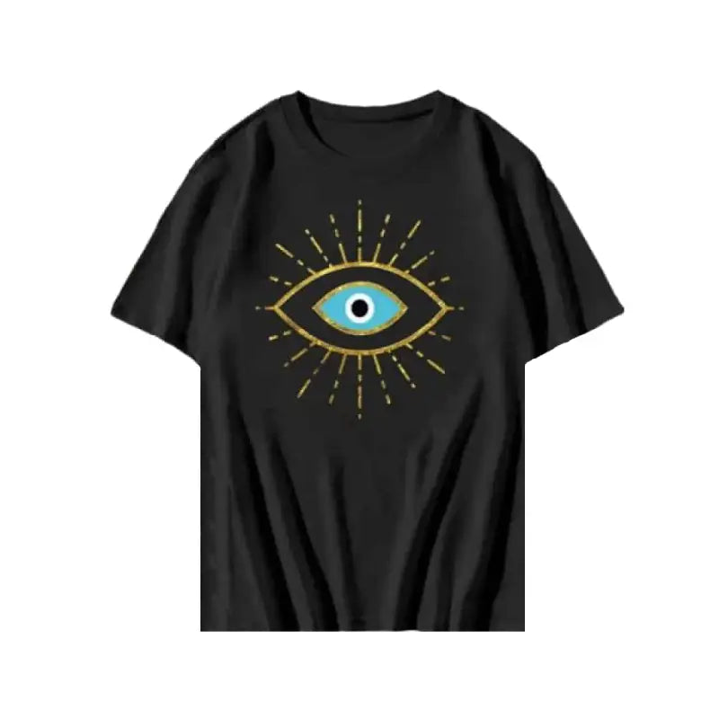 Aesthetic Y2K Eye O Neck T Shirt Black / XS