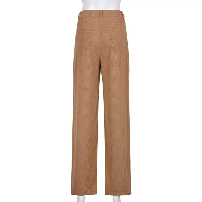 Aesthetics Solid Corduroy Wide Leg Pants