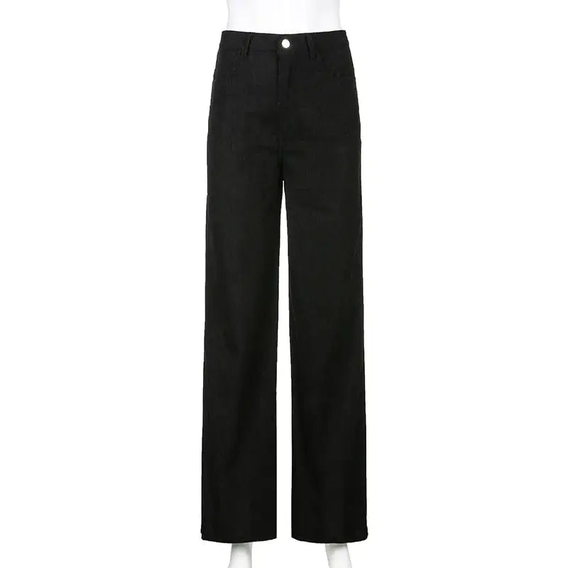 Aesthetics Solid Corduroy Wide Leg Pants