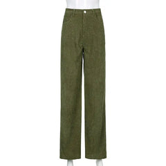 Aesthetics Solid Corduroy Wide Leg Pants