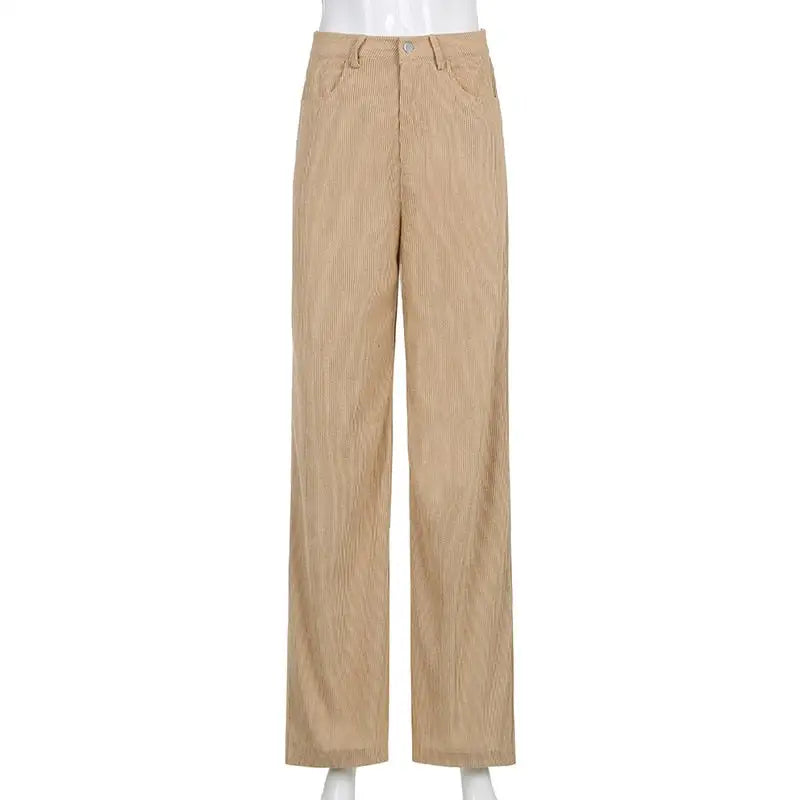 Aesthetics Solid Corduroy Wide Leg Pants