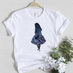 Alice In Wonderland Print White T-Shirt