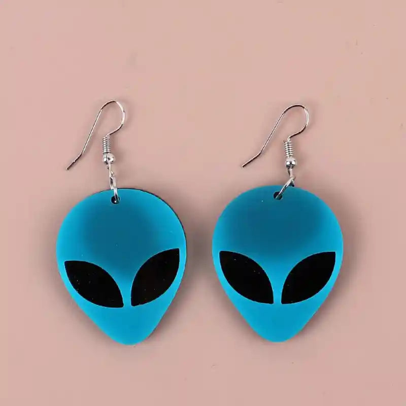 Alien Acrylic Drop Dangle Earrings Neon Spaceship Design